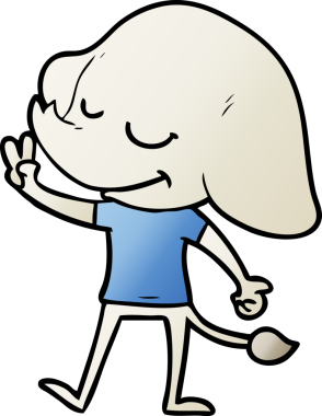 Bir insan tarafından çizilmiş gülümseyen bir fil.