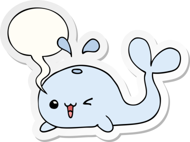 Bir insan tarafından çizilmiş konuşma balonu etiketli bir balina.