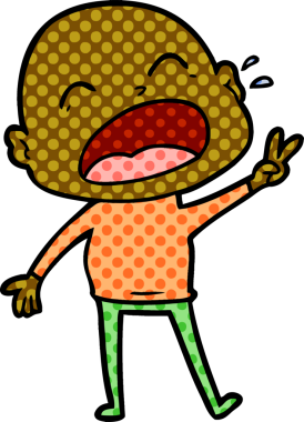 Bir insan tarafından çizilmiş kel adam diye bağıran çizgi film.