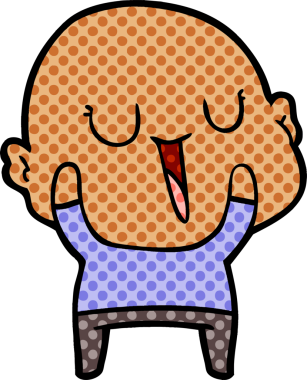 Bir insan tarafından çizilmiş mutlu, kel adam.