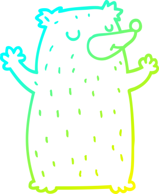 Bir insan tarafından çizilen çizgi film ayısının soğuk gradyan çizgisi.