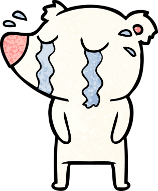 Bir insan tarafından çizilmiş üzgün küçük kutup ayısı çizgi filmi.