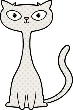 Bir insan tarafından çizilmiş çizgi film kedisi.