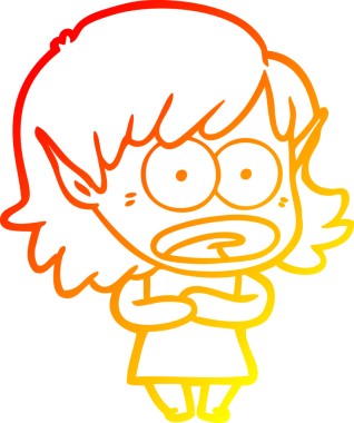 Bir çizgi film karakteri çizimi bir insan tarafından çizilmiş elf kızı şok etti.