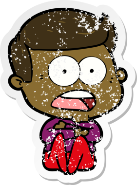 Bir insan tarafından çizilen şok olmuş bir adamın karikatür çıkartması.