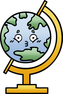 Bir insan tarafından çizilmiş dünyanın gölgeli bir karikatürü.