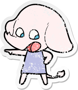 Bir insan tarafından çizilmiş şirin bir filin sıkıntılı çıkartması