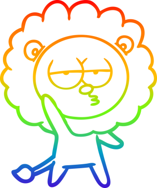 Gökkuşağı gradyan çizgi çizimi Bir insan tarafından çizilen sıkılmış aslan