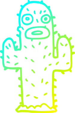 Bir insan tarafından çizilen kaktüsün soğuk gradyan çizgisi.