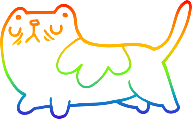 gökkuşağı gradyanı çizimi bir insan tarafından çizilmiş çizgi film kedisi