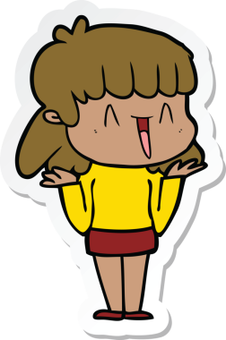 Bir insan tarafından çizilmiş bir karikatür kadının çıkartması.