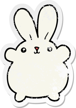 Bir insan tarafından çizilmiş şirin bir tavşanın sıkıntılı çıkartması.