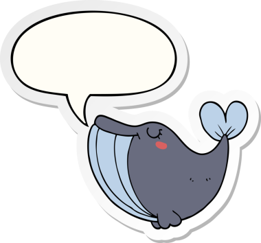 Bir insan tarafından çizilmiş konuşma balonu etiketli bir balina.