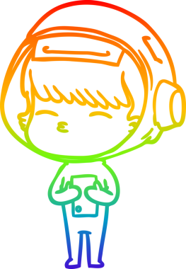 gökkuşağı gradyan çizimi bir insan tarafından çizilmiş meraklı astronot çizgi