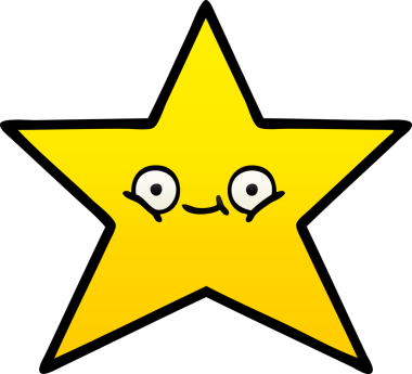 Bir insan tarafından çizilmiş altın yıldızın gölgeli karikatürü