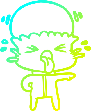 Bir insan tarafından çizilmiş garip bir uzaylı çizgi filminin soğuk gradyan çizimi.