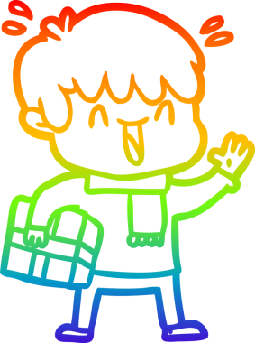 Gökkuşağının gradyan çizimi bir insan tarafından çizilmiş bir çizgi film karakteri.