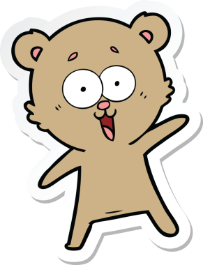 Bir insan tarafından çizilmiş gülen oyuncak ayının çıkartması.