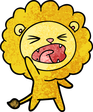 Bir insan tarafından çizilmiş çizgi film aslanı.