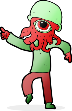 Bir insan tarafından çizilmiş uzaylı adam çizgi filmi.