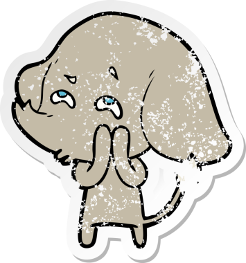 Bir insan tarafından çizilmiş karikatür filinin sıkıntılı çıkartması