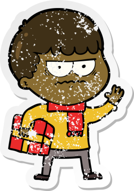 Bir insan tarafından çizilmiş sıkıntılı bir karikatür çıkartması.