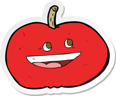 Bir insan tarafından çizilmiş mutlu elmanın çıkartması.