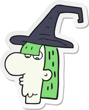 Bir insan tarafından çizilmiş bir cadı kafasının çıkartması.