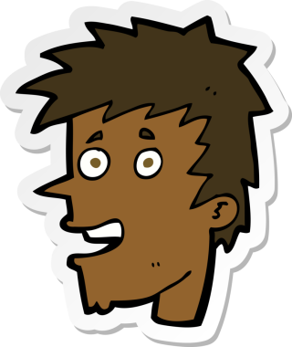 Bir insan tarafından çizilmiş mutlu çocuk yüzü çıkartması.