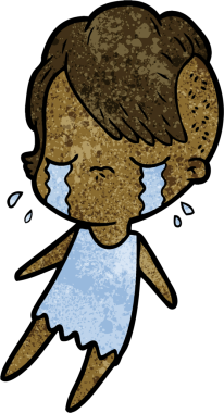 Bir insan tarafından çizilmiş ağlayan bir kız.