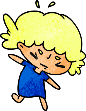 Bir insan tarafından çizilmiş sevimli bir kawai kızının desenli çizimi.