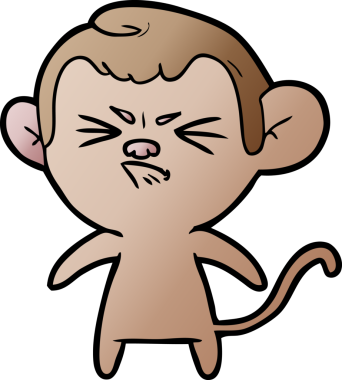 Bir insan tarafından çizilmiş kızgın maymun çizgi filmi.