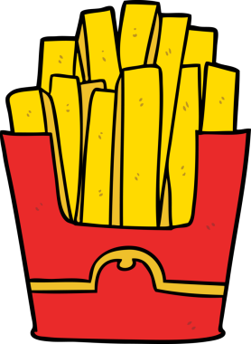 Bir insan tarafından çizilmiş abur cubur kızartmaları.