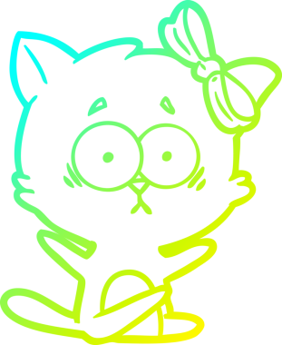 Bir insan tarafından çizilen çizgi film kedisinin soğuk gradyan çizgisi.