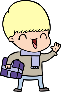 Bir insan tarafından çizilmiş mutlu çizgi film çocuğu.