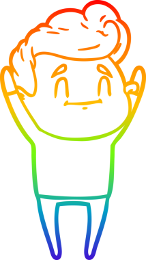 gökkuşağı gradyanı çizimi bir insan tarafından çizilmiş mutlu bir çizgi film adamı