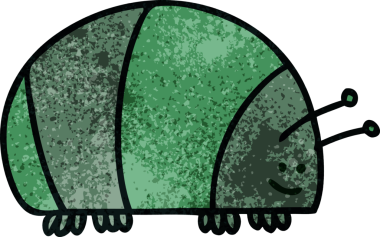 Bir insan tarafından çizilmiş garip çizgi film böceği.