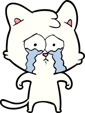 Bir insan tarafından çizilmiş ağlayan kedi çizgi filmi.