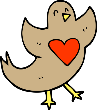 Bir insan tarafından çizilmiş aşk kalbi olan karalama kuşu.