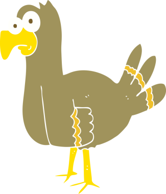 Bir insan tarafından çizilen kuşun düz renk çizimi