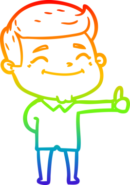 gökkuşağı gradyanı çizimi bir insan tarafından çizilmiş mutlu bir çizgi film adamı