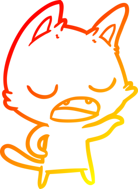 Bir insan tarafından çizilen konuşan kedi çizgi filminin sıcak gradyan çizimi