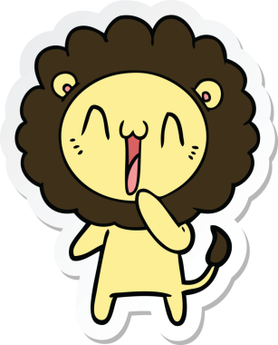 Bir insan tarafından çizilmiş mutlu bir aslanın çıkartması.