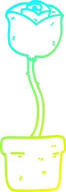 Bir insanın çizdiği karikatür çiçeğinin soğuk gradyan çizgisi.