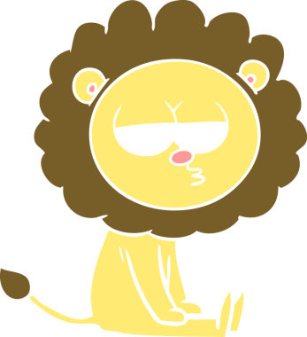 Bir insan tarafından çizilmiş düz renkli karikatür sıkılmış aslan