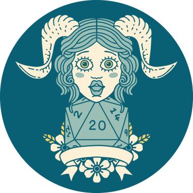 Retro Dövme Biçimi Bir insan tarafından çizilmiş doğal yirmi zar atışıyla düzenleme