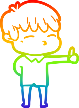 Gökkuşağı gradyanı çizimi Bir insan tarafından çizilmiş meraklı bir çocuk