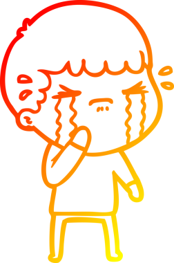 Bir insan tarafından çizilmiş ağlayan bir çizgi film karakteri çizimi.