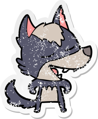 Bir insan tarafından çizilmiş bir karikatür kurdunun sıkıntılı çıkartması.