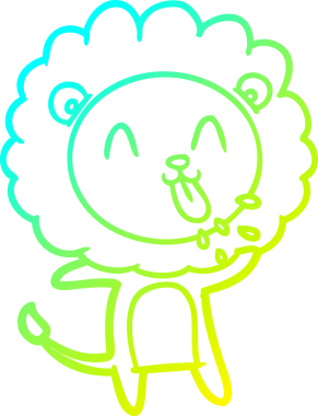 Bir insan tarafından çizilmiş mutlu çizgi film aslanı çizimi.